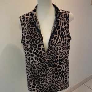 Perseption Concept Animal Print Top, Size L